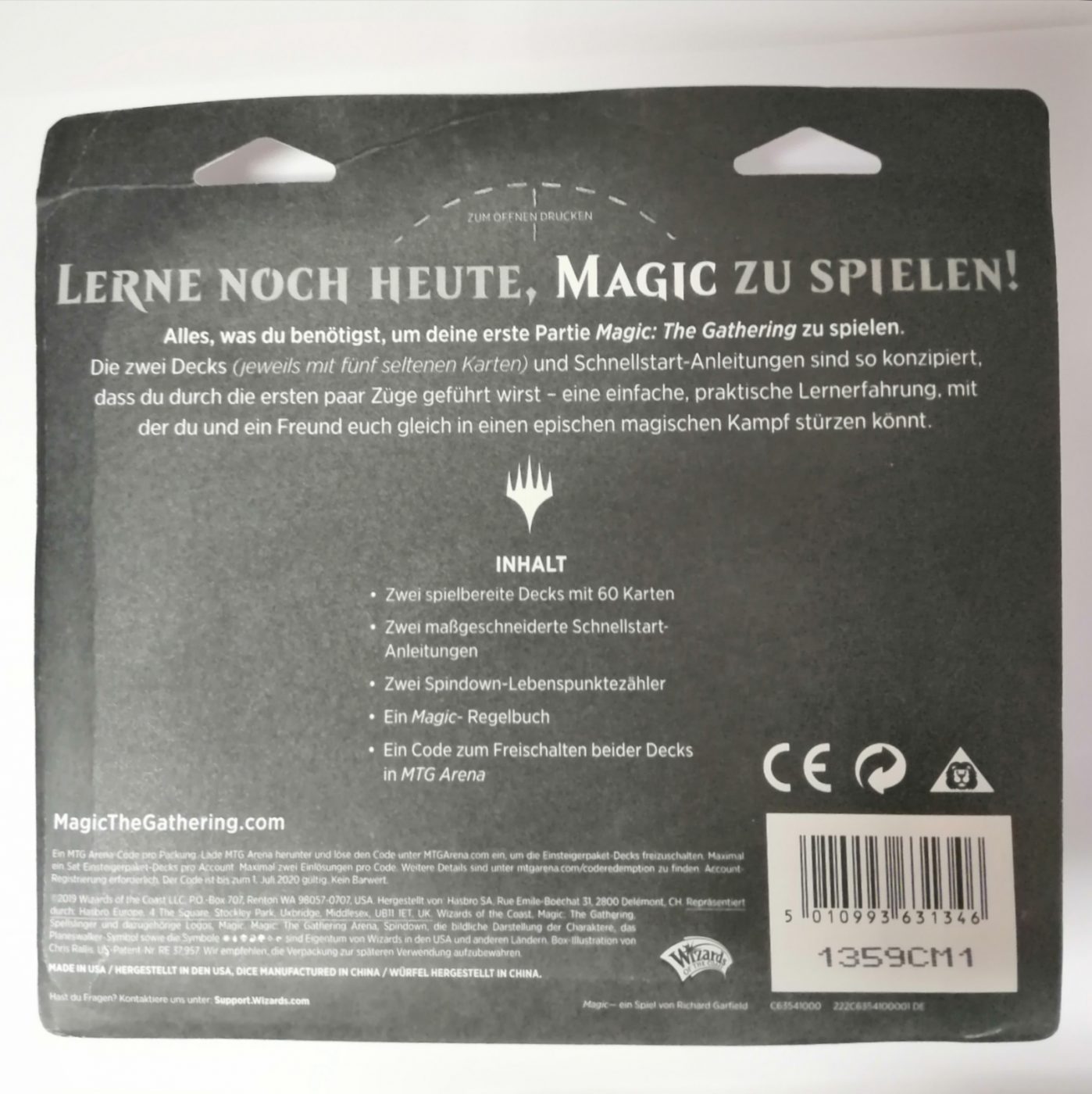 Magic: The Gathering Hauptset 2020: Spellslinger Einsteigerpaket hinten
