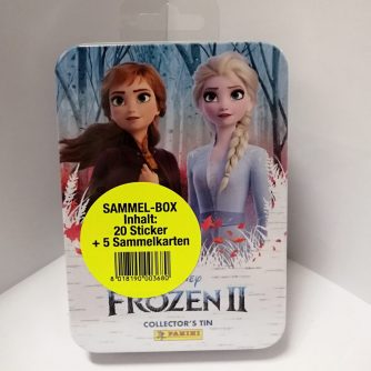 Frozen 2 Sticker + Sammelkarten Mini Tin "Elsa & Anna" vorne